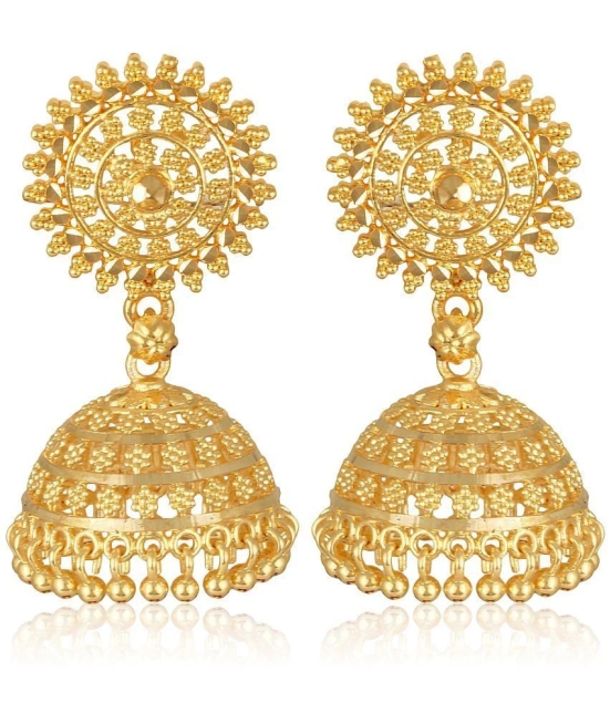 VIVASTRI Golden Jhumki Earrings ( Pack of 1 ) - Golden