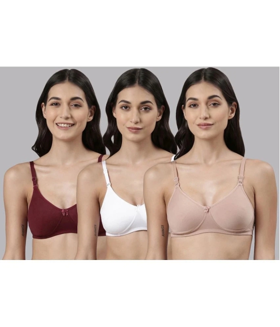 Dollar Missy Multicolor Cotton Lightly Padded Womens T-Shirt Bra ( Pack of 3 ) - None