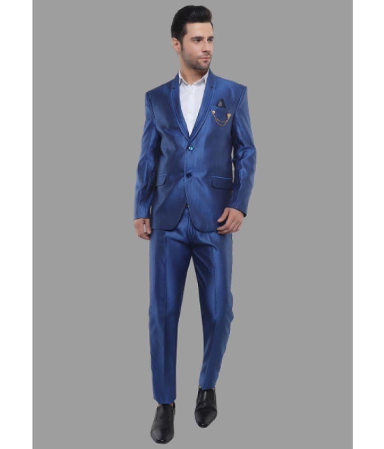 DKGF Fashion - Light Blue Polyester Regular Fit Men's 2 Piece Suit ( Pack of 1 ) - None