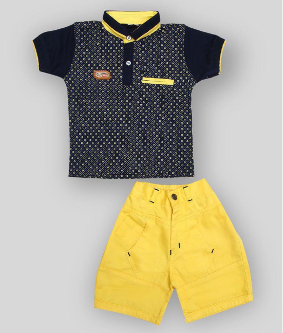 Zadmus - Yellow Cotton Boys T-Shirt & Shorts ( Pack of 1 ) - 4-5 Years