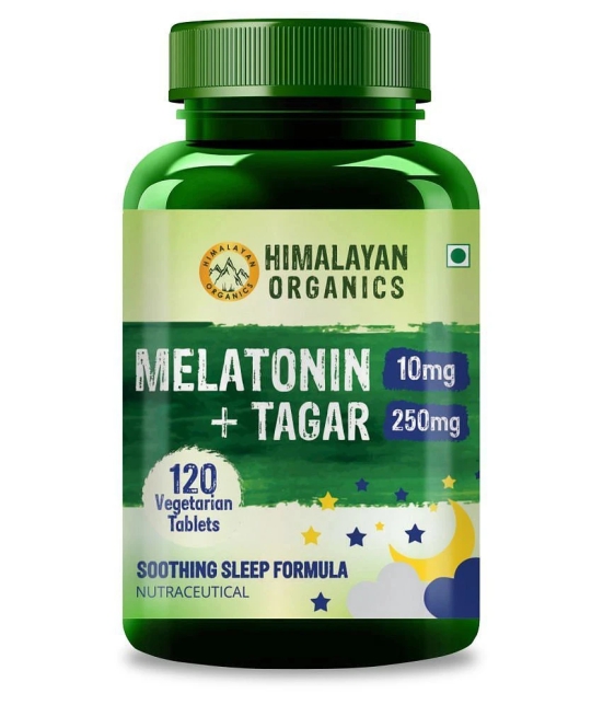 Himalayan Organics Melatonin 10mg + Tagar 250mg | Potent Sleep Aid Formula | 120 Veg Tablets