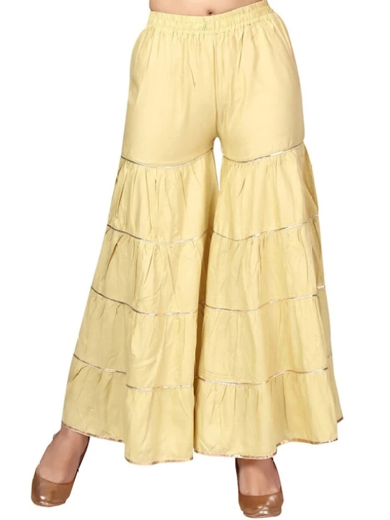 Women Gold-Toned Flared Handloom Palazzos