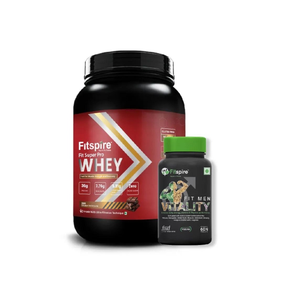 SUPER PRO WHEY PROTEIN (DOUBLE CHOCOLATE) WITH FIT MEN VITALITY