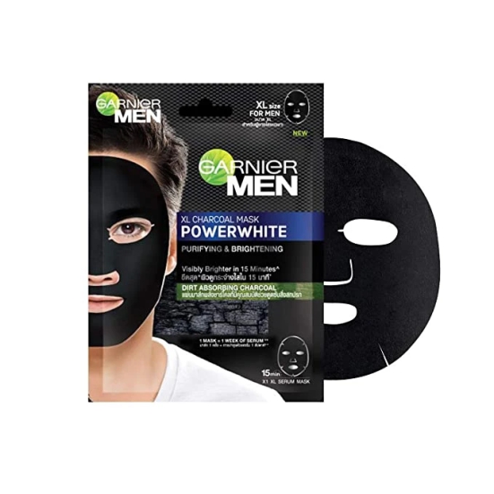 Garnier Men Men Powerwhite Xl Charcoal Mask 28 g Pack 2