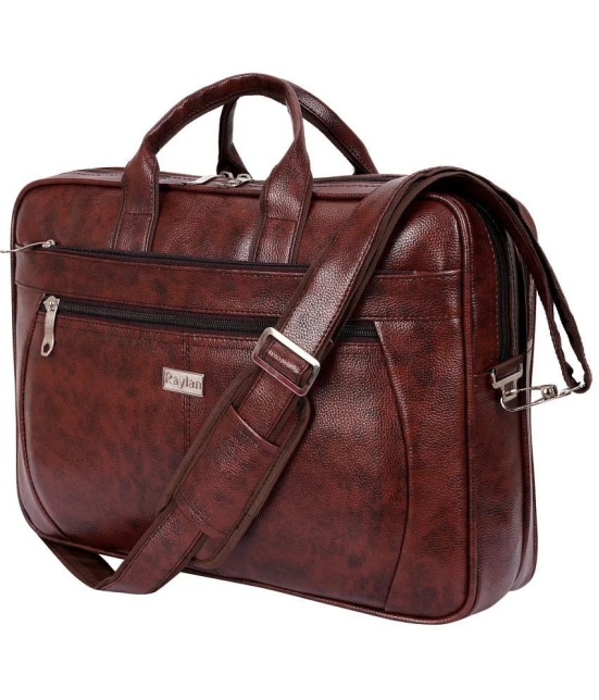 Raylan Brown Leather Office Bag - Brown