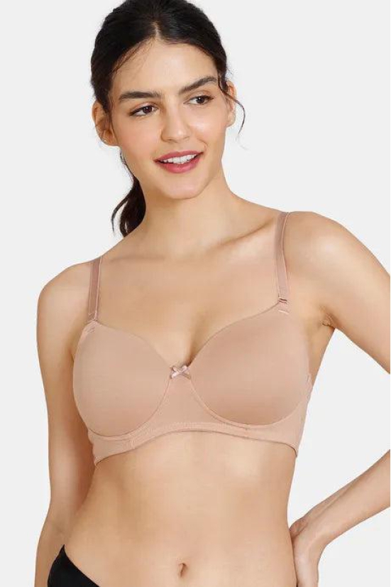 Zivame Padded Non Wired 3/4th Coverage T-Shirt Bra- ZI1137-36C / Nude