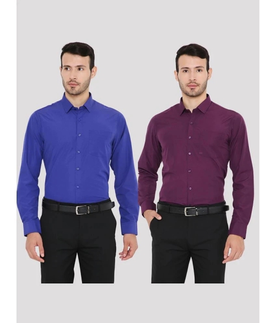 Maharaja - Multicolor Polyester Slim Fit Mens Formal Shirt ( Pack of 2 ) - 44