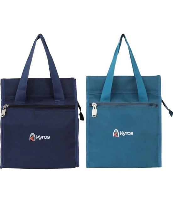 Kyros Blue Polyester Lunch Bag Pack of 2 - Blue