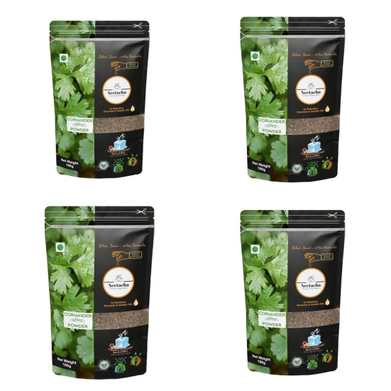 Neetacha Premium Cryogenic Coriander Dhaniya Powder I 400g I @ 35% reduced consumption I Rich in Aroma Taste | No Artificial flavors or Coloring (Pack Of 4)