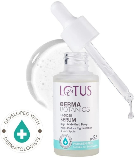 Lotus DermaBotanics Kojic Acid + Multi Berry Hi-Dose Serum, pH5.5 For Sensitive Skin - 28ml