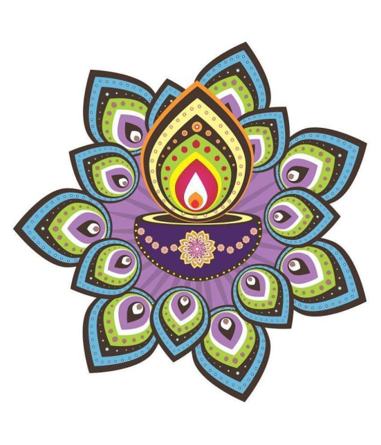 Asmi Collection Beautiful Diya Rangoli Festive Sticker ( 60 x 60 cms )