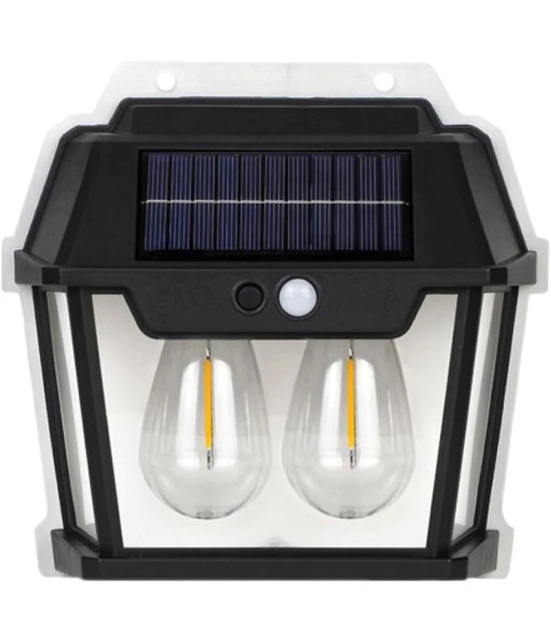 18-ENTERPRISE Outdoor Solar Wall Light with Motion Sensor Wireless Auto Chargeable Dusk to Dawn Exterior Sconce Security Lamps for Front Porch Patio Garden Camping Fence Garage (Warm Light, 