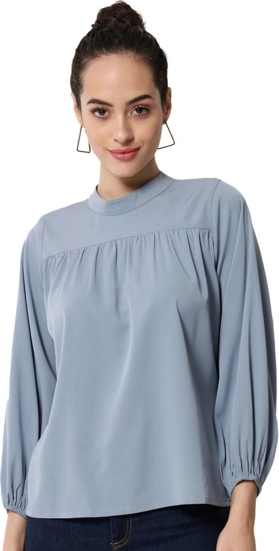 ALL WAYS YOU Women Top Crepe fabric  Sky Blue XS