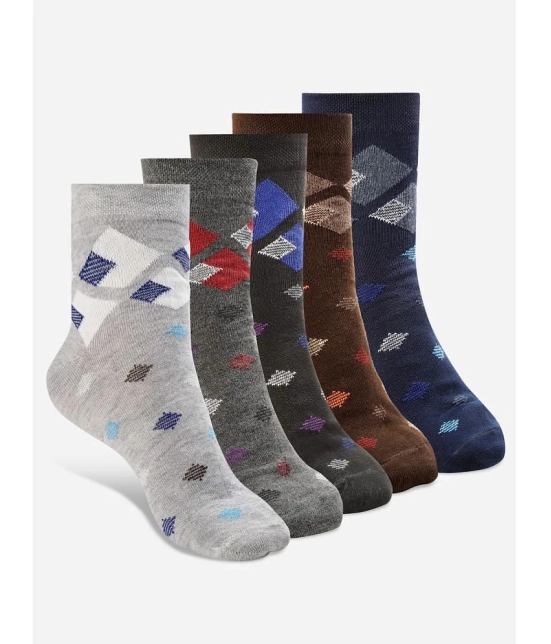 Texlon Cotton Mens Printed Multicolor Ankle Length Socks ( Pack of 5 ) - Multicolor