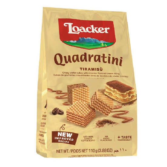 Loacker Quadratini Wafer Cookies  Tiramisu 110 G Pouch