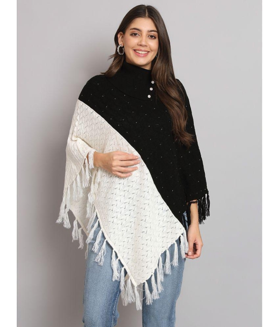 eWools.in Woollen Round Neck Women''s Ponchos & Capes - Black ( ) - None