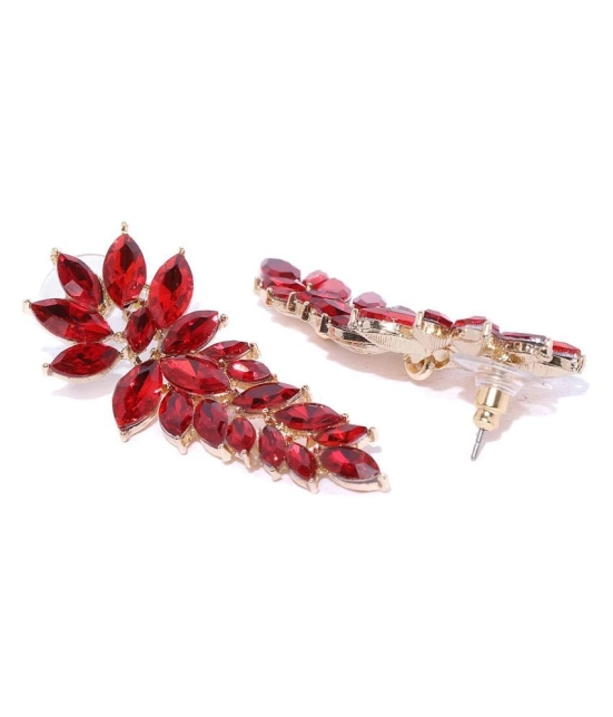 YouBella Jewellery Girls/Womens Stylish Latest Design Gold Plated Crystal Earrings (Red) - Red