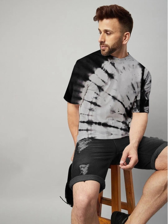 Black And Grey Tie And Die Oversize T-shirt - Shop Now!-XXL / Black