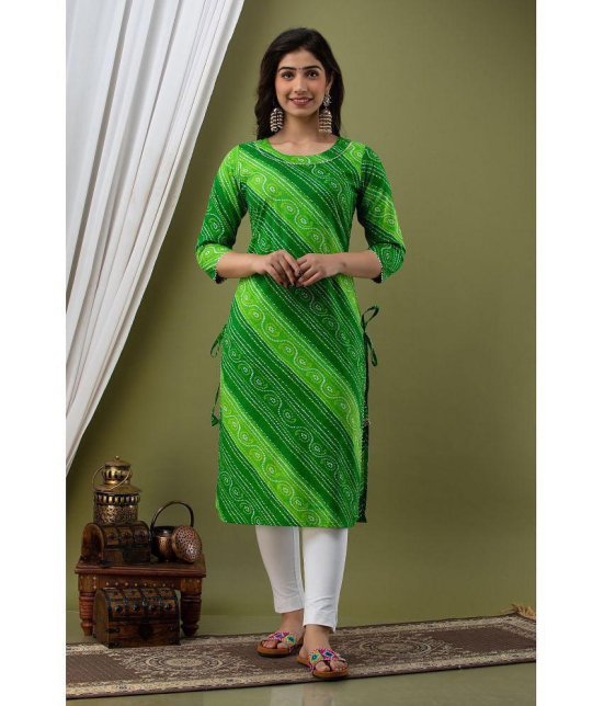 Lee Moda - Green Cotton Women's Straight Kurti ( Pack of 1 ) - L