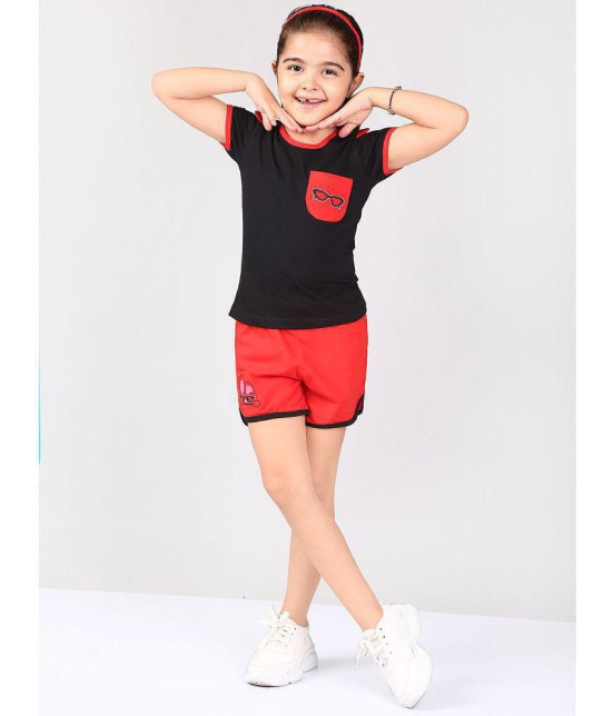 Naughty Ninos - Black Cotton Blend Girls Top With Shorts ( Pack of 1 ) - None