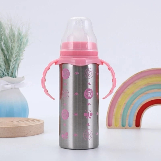 Cap Swap n Sip Baby Steel Bottle (240 ML)-Pink