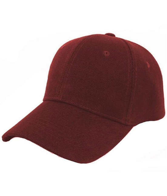 PENYAN Maroon Plain Cotton Caps - Maroon