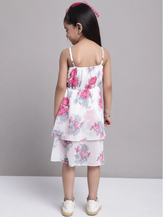 MINI & MING Girls Layered Georgette Fit & Flare Floral Midi Dress