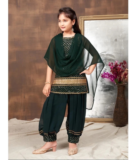 Aarika Dark Green Georgette Girls Suit Sets ( Pack of 1 ) - None