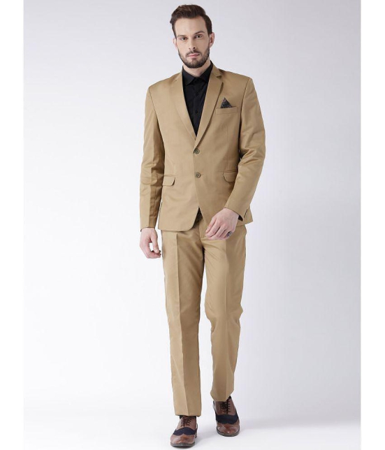 Hangup Khaki Solid Formal 2 Piece Suits - 36