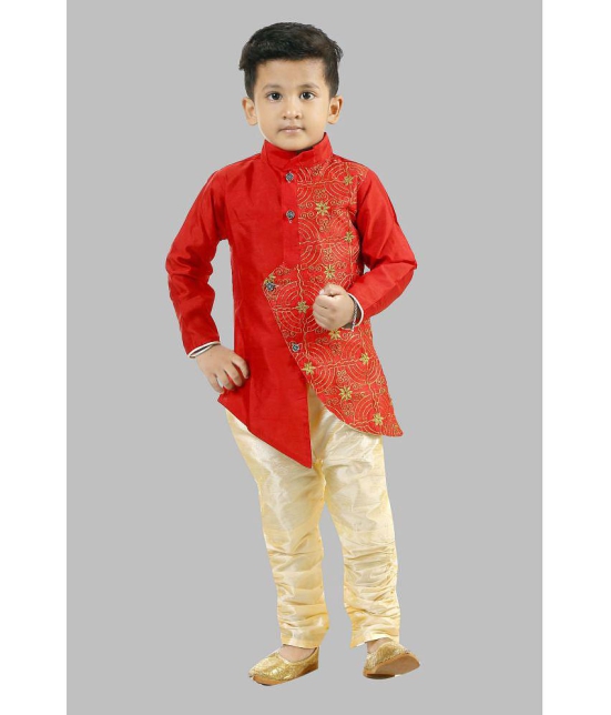 Pichkari - Multicolor Silk Boys Kurta With Churidar ( Pack of 1 ) - None