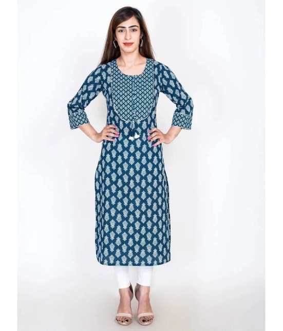 Swasti - Blue Cotton Womens Straight Kurti ( Pack of 1 ) - None