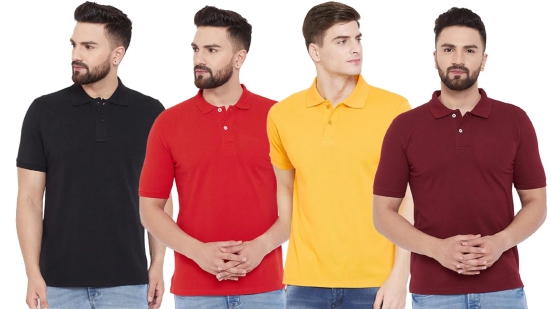 Voguehaven Cotton Blend Solid Half Sleeves Mens Polo T-Shirt Pack Of 4-XL