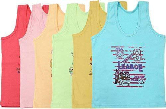 Ayesha Enterprises Creations Super-Soft 100% Cotton Multi-Color Kids Vest (Pack of 6)