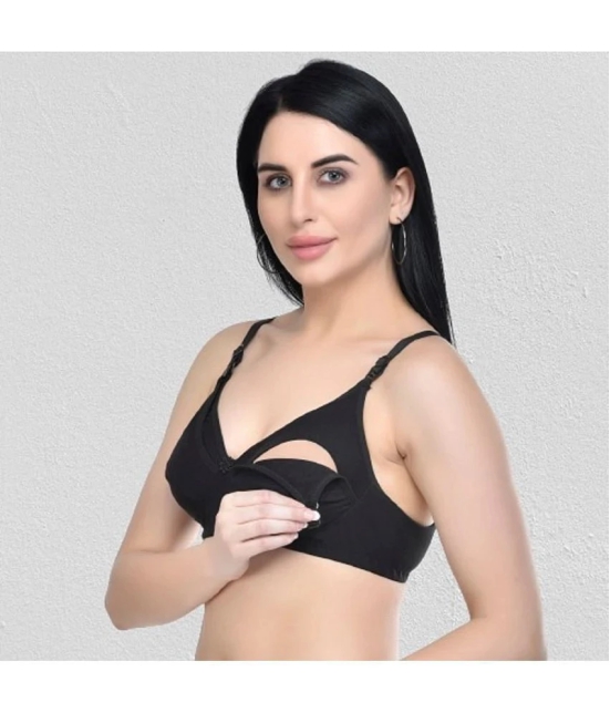 Zourt - Black Cotton Non Padded Womens Everyday Bra ( Pack of 1 ) - None