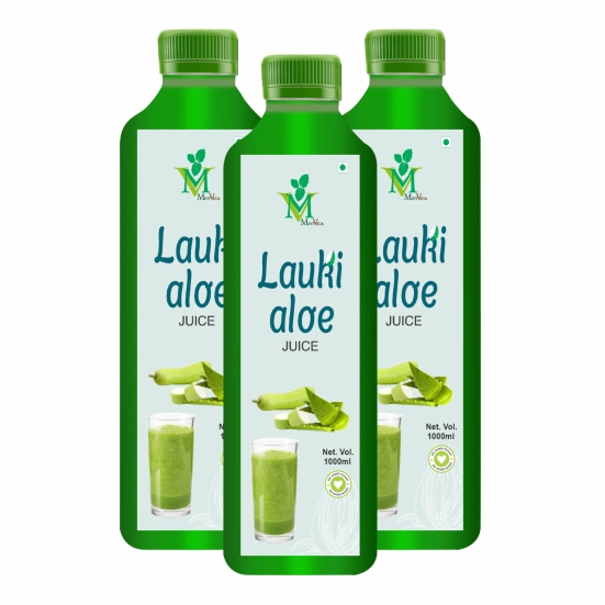 Mint Veda Lauki Aloe Vera Juice | Rejuvenates Skin and Hair | Natural Juice for Skin Care | No Added Sugar, 1 Liter Pack of 3