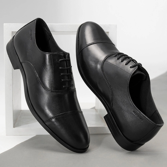 Red Tape Formal Oxford Shoes for Men |Refined Round-Toe Shaped Real Leather Shoes with Low-cut Pattern