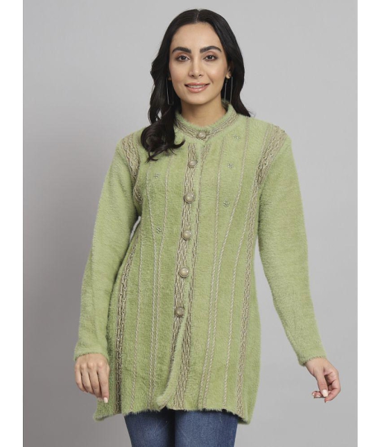 eWools.in Woollen Round Neck Womens Buttoned Cardigans - Green ( ) - None