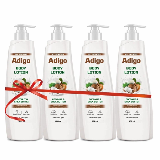 Adigo Body Lotion Coconut & Shea Butter For All Skin Type 400ml(Pack Of 4)