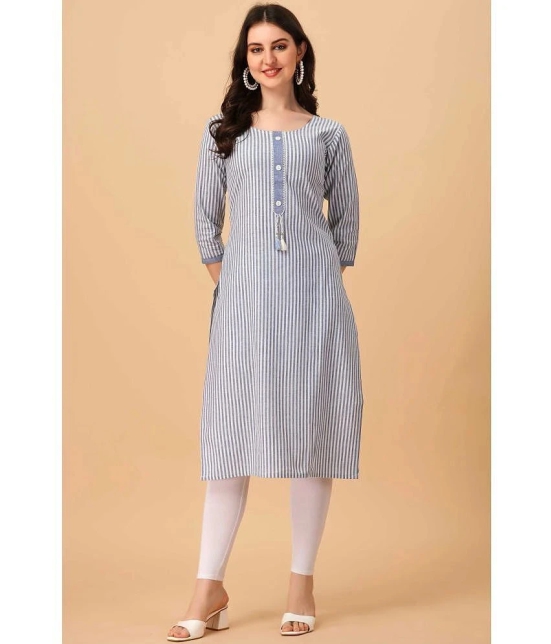 Glomee - Blue Cotton Womens Straight Kurti ( Pack of 1 ) - None