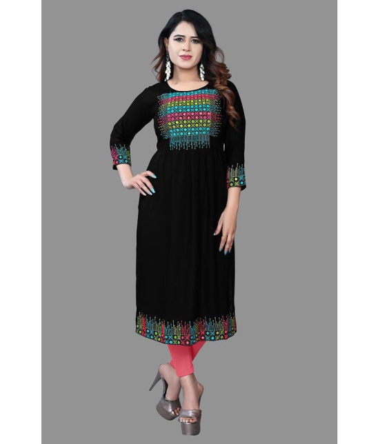 haya fashion - Black Rayon Women's Straight Kurti ( Pack of 1 ) - None