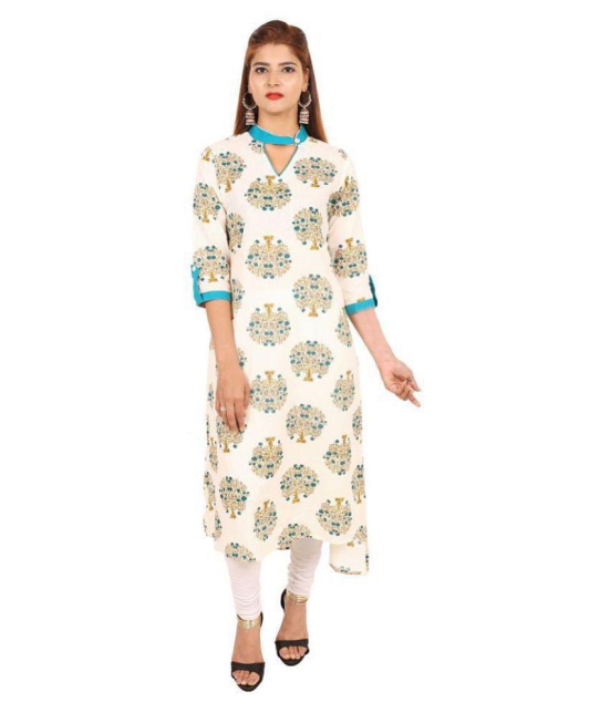 Rangun - Turquoise Cotton Blend Women's Straight Kurti - L