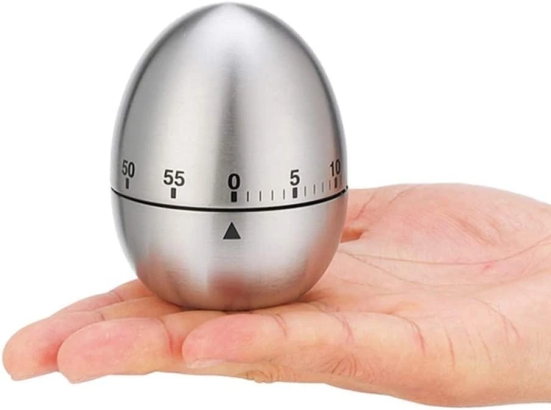 KIT & CO Egg Shape Timer Wind up Timer Kitchen Timer Cooking Timer Reminder Timer Mechanical Reminder Cute Timer Mechanical Rotating Alarm with 60 Minutes for Cooking Silver