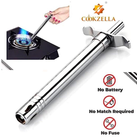 Cookzella Spark Lighters for Gas Stoves Made with Metal and Chrome, Gas Lighter for Any Gas Stove Appliance, (Silver Pack of 1 Pc)
