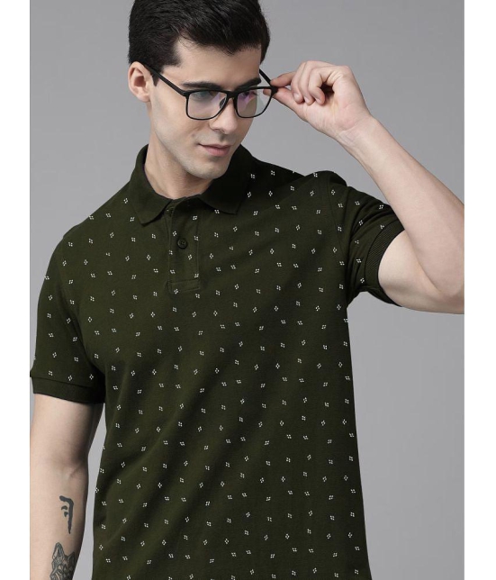 ADORATE - Olive Cotton Blend Regular Fit Mens Polo T Shirt ( Pack of 1 ) - None