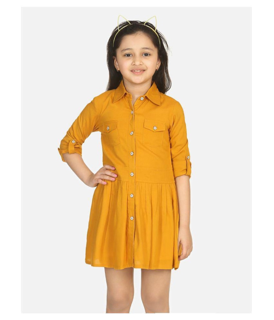 Naughty Ninos - Yellow Cotton Girls Shirt Dress ( Pack of 1 ) - None