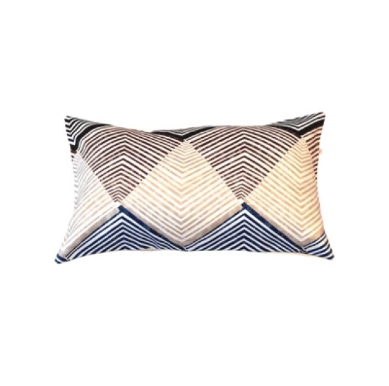 Geometric Pattern Satin Printed Multicolor Cushion Cover - 20x12 Size