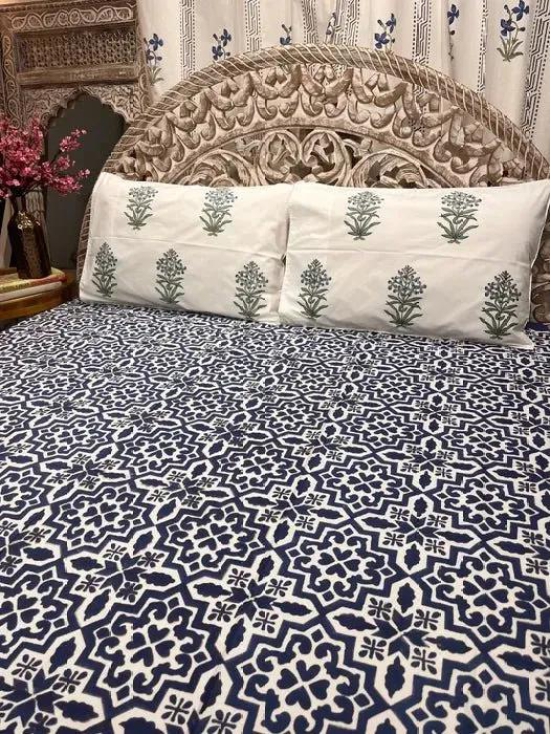 Hand Block Cotton Bedsheet | Nisha Bedsheet-Super King