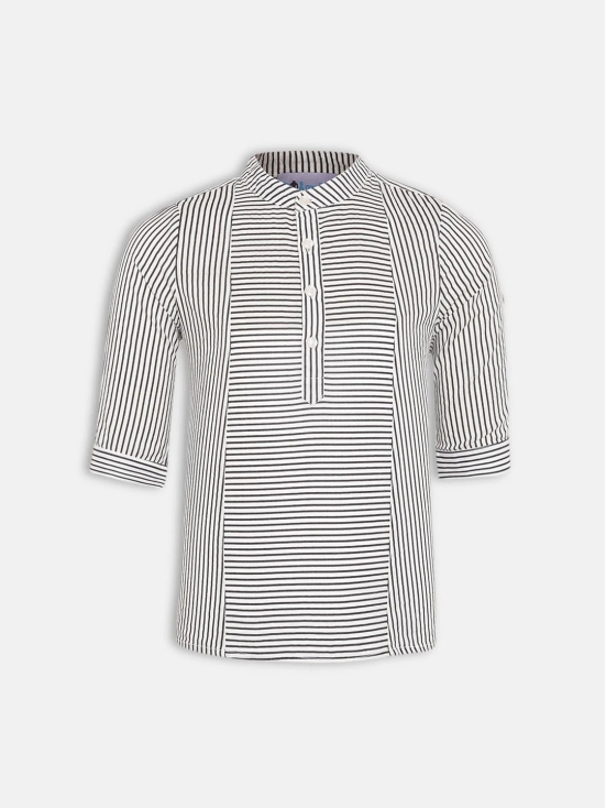 Oxolloxo Boys Grey and Black Striped Casual Shirt