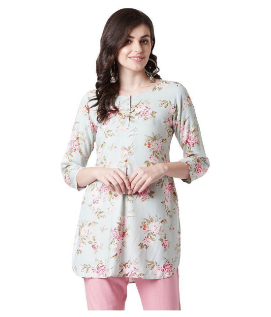 Tissu Green Rayon Straight Kurti - M