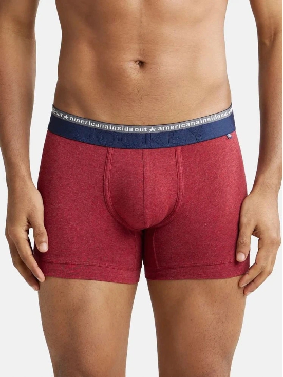 Jockey US60 Men Super Combed Cotton Elastane Solid Trunk - Red Melange - None